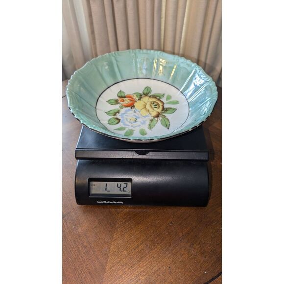 Vintage "M" NORITAKE Fine‎ Bone China Japan Hand Painted Blue Bowl Floral Roses - Picture 3 of 5